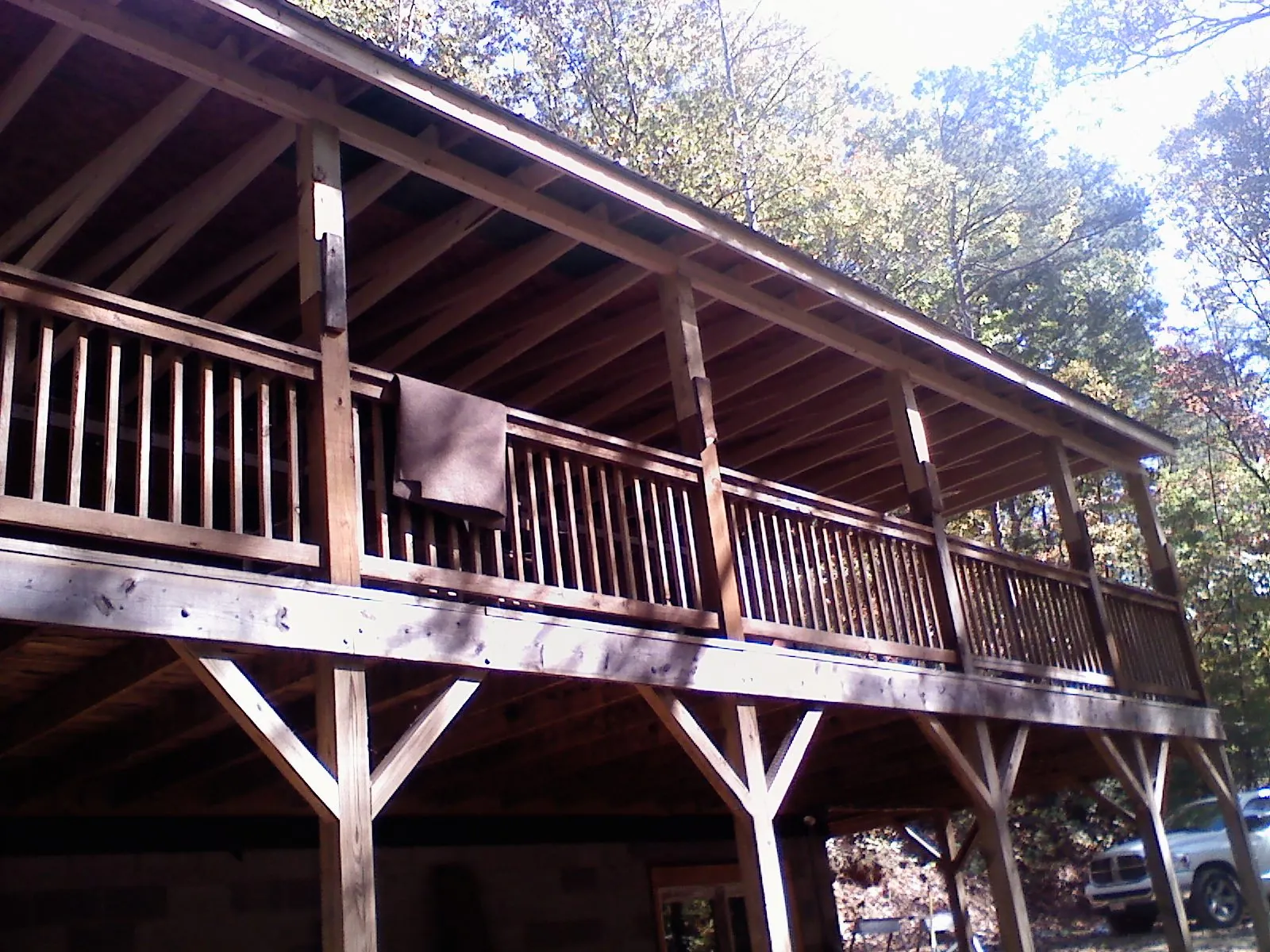 Timber framing under a new elevated porch and deck — Roof Leak Repair in Lakeville by Roofing Brothers